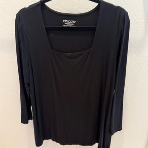 Chico's Classic Black Long Sleeve Top Size 3.